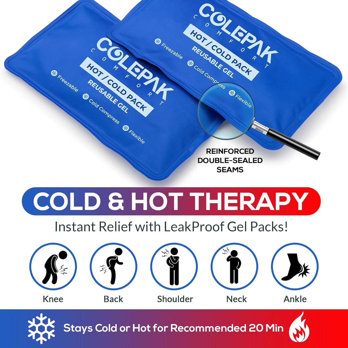 Hot & Cold Gel Pack Wrap - Reusable Leg & Injury Therapy